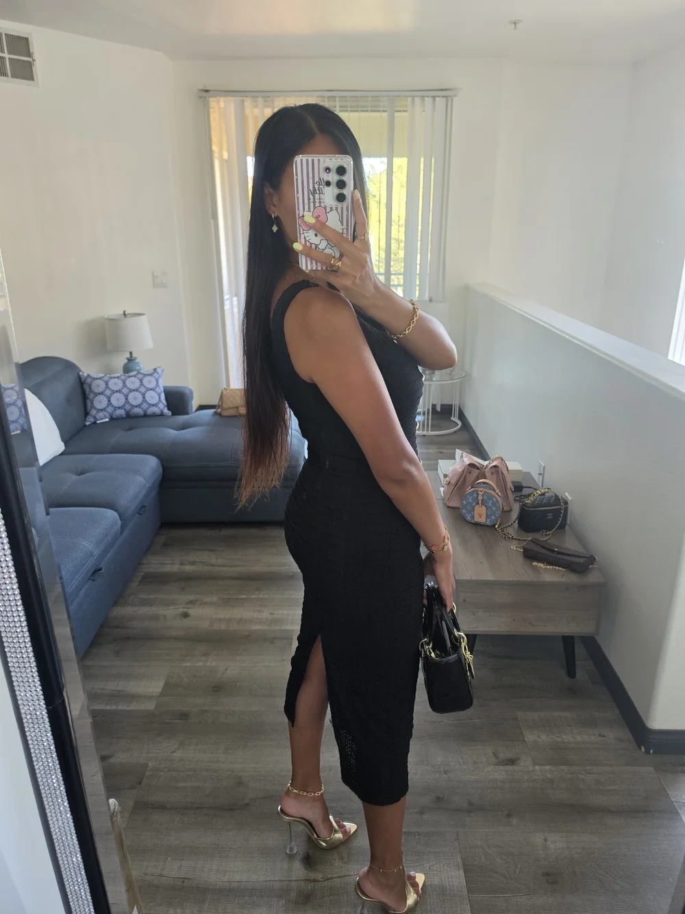 Classic Black Button-Front Midi Dress - Picture 10 of 17